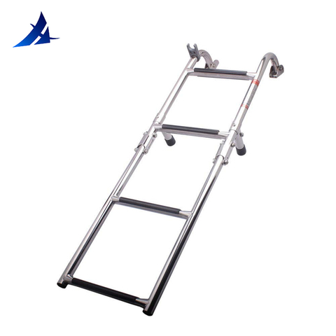 Boat Accessories Marine 4 Step Folding Ladder Boat Marine Stainless Steel Pontoon Ladder Polished 2+2 Step ► Photo 1/6