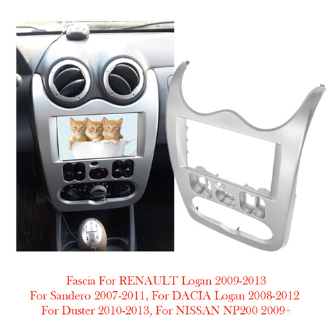 Fit For RENAULT Logan SANDERO Dacia Duster Double 2 Din Car Radio Fascia Frame Panel Mount Dash Installation Trim Kit ► Photo 1/6