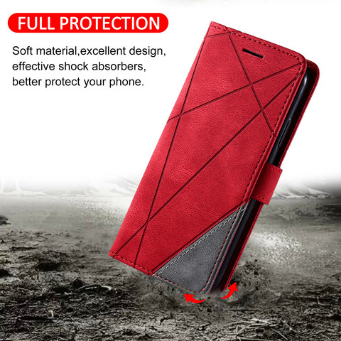 Colorblock Leather Flip A50 A70 A40 A30 A20E A10 A51 A71 Case For Samsung S9 S8 S7 Edge S10 S20 A6 A7 A8 2022 Wallet Stand Cover ► Photo 1/6