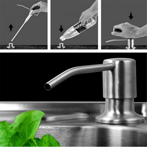 1PC 300ml Sink Liquid Sanitizer Dispensador Detergent Shampoo Soap Dispenser Brushed Nickel Head ABS Bottle For Kitchen Bathroom ► Photo 1/6