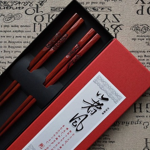 Japanese original single handmade turtle crane carving large lacquer craft wooden chopsticks high-end gift gift box chopsticks ► Photo 1/5