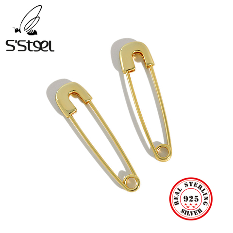 S'STEEL Pin Hoop Earrings For Women Korean Silver Gold Earings Pendientes Plata De Ley 925 Mujer Kolczyki Damskie Fine Jewelry ► Photo 1/6