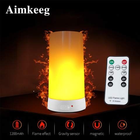 LED Flame Bulb LED Dynamic Flame Effect Lamp With Remote Control USB Rechargeable Fire Light Christmas home decor night light ► Photo 1/6