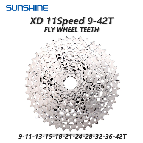 SONNENSCHEIN Mountain Bike Freewheel XD 11 Speed 9-42T 439g Ultralight Cassette Silver MTB Bicycle Flywheel for SRAM XD K7 ► Photo 1/6