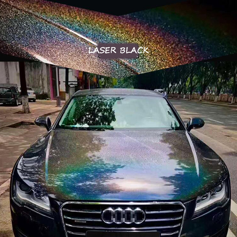 Holographic Rainbow Laser Diamond Black Car Sticker Glossy Film Vinyl Wrap Decals Sheet More Size Options ► Photo 1/6