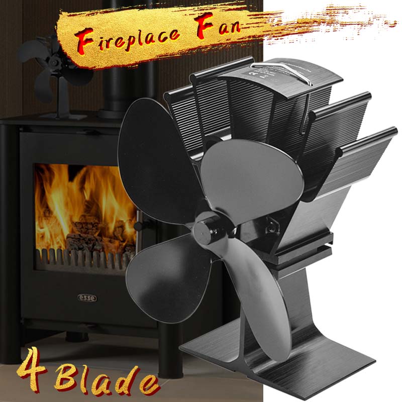 Wood Stove Fan with 4 Blade Heat Powered Stove Top Fans for Wood Log Burner Fireplace Fireplace Wood Burning Fan for Home High Heat Distribution 4 Blade Fireplace Fan