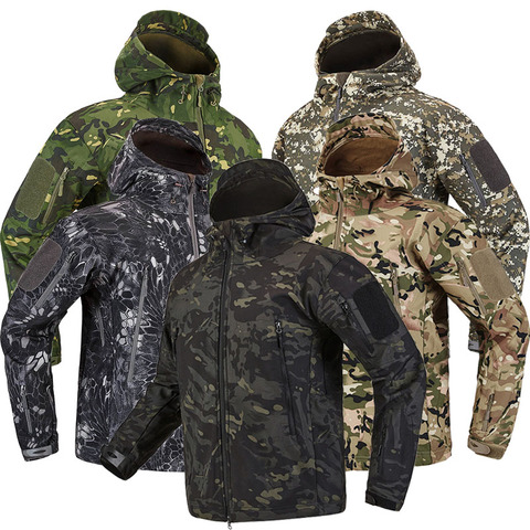 Outdoor Shark Skin Soft Shell Tactical Jacket Men Waterproof Windbreaker Fleece Hunt Clothes Camouflage Army Military Jacket ► Photo 1/6