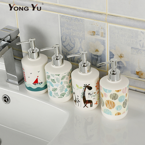 320ML Printing Plastic Soap Dispenser Bathroom Accessories Pump Refillable Hand Sanitizer Bottles Home Decoration ► Photo 1/6