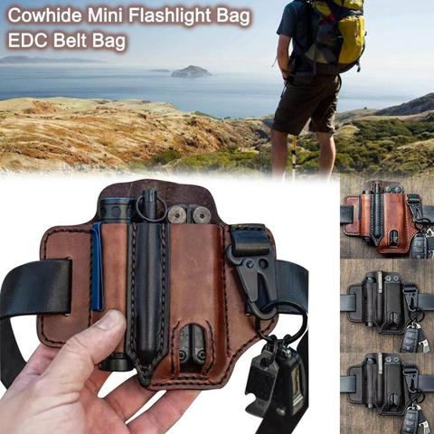 Multitool Leather Sheath EDC Organizer Tactical  Knife Pen Mini Flashlight Belt Bag With Key Holder  Army Fan Hunt Camping Tools ► Photo 1/6