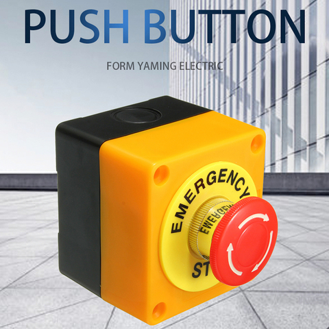 22mm Emergency Stop Push Button Switch With Box 1 NO 1 NC 10A 660v Waterproof Box Hand-Held Button Explosion-proof anti-corrosi ► Photo 1/6