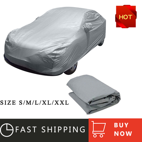 Universal Full Car Covers Snow Ice Dust Wind Sunshade Cover Foldable Light Silver Size S-XXL Car Outdoor Protector Cover ► Photo 1/6