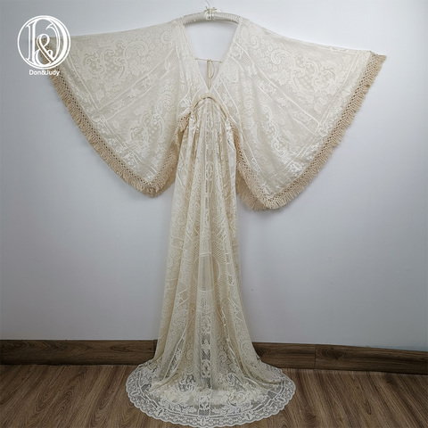 Don&Judy Boho V-neck Long Sleeve Lace Maternity Gown Photography Dress Party Dresses Baby Shower Photo Props for Photo Shoot ► Photo 1/6