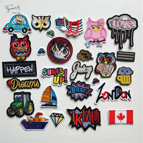 1PCS Mix Embroidery Patches for Clothing Iron on Clothes Bag Appliques Owl Letter National flag Badge Stripes Clothes Stickers ► Photo 1/6