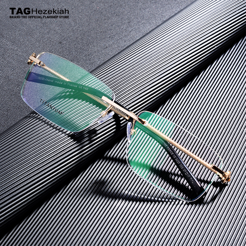 2022 titanium glasses frame men Rimless frame glasses eye glasses frames for men spectacle frames men computer myopia eyeglasses ► Photo 1/6