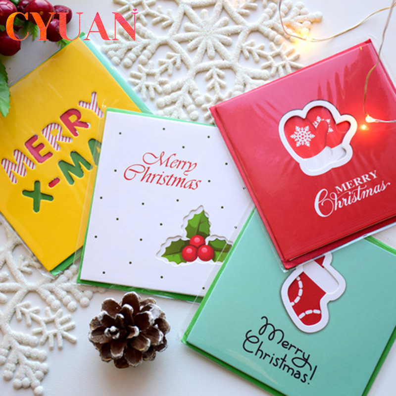 12Pcs Merry Christmas Small Greeting Cards Kids Mini Christmas Creative Cards 