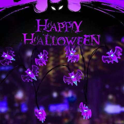 Halloween 10/20/30LED Fairy Bat Solar String Lights Outdoor Halloween Bat Decorations Lights For Christmas Party Decorations ► Photo 1/6