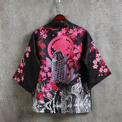 Kimono Retro Mens Japanese Half Sleeve Shirt Male Yukata Wear Loose Thin Blouse Top Robe Costume Summer Haori Asian Clothes ► Photo 1/6