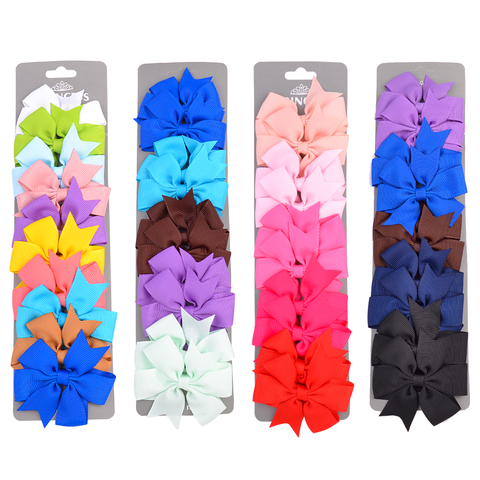 10PCS/Set Winter Solid Grosgrain Ribbon Hair Bows With Clips Girls Small Bow For Children Headwear DIY Kids Hair Accessories 434 ► Photo 1/6