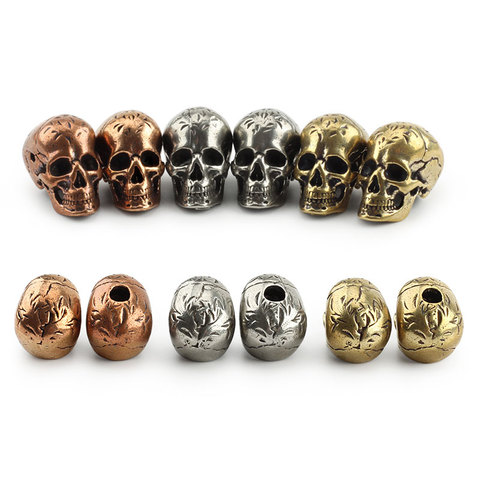 1pcs Three Color No Hole Skull Brass Knife Beads Umbrella Rope Bead DIY Copper Skull Paracord Beads ► Photo 1/6