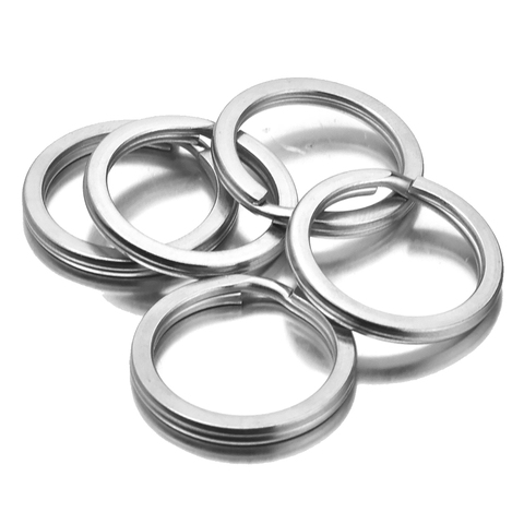Aiovlo 20pcs/lot Stainless Steel Make Keychain Key Ring Flat Key Holder Split Rings Keyfob Accessories for DIY Jewelry Making ► Photo 1/6