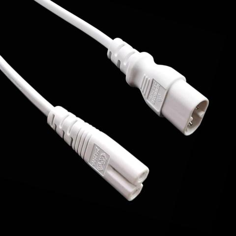 IEC 60320 C8 Plug to C7 Receptacle Male to Female Extension Power Supply Main Adapter Cable 0.3m/1.5m White Color ► Photo 1/6