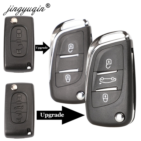 jingyuqin CE0523 Modified Flip Key Shell For Citroen C2 C4 C5 Berlingo Xsara Picasso Peugeot 306 407 807 Partner VA2/HU83 2/3BTN ► Photo 1/5
