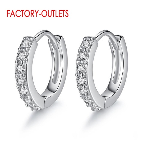 Drop Shipping Genuine 925 Sterling Silver Hoop Earrings Super Beautiful Female Jewelry Bright Crystal Earrings For Women Girls ► Photo 1/4