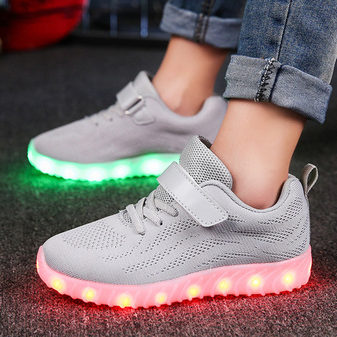 Uncle Jerry Child Summer Shoes light up shoes for Boys and Girls LED Sneakers USB Rechargeable Breathable Children Casual Shoes ► Photo 1/6