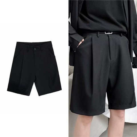 Summer Casual Shorts Men's Fashion Solid Color Business Dress Shorts Men Streetwear Wild Loose British Style Suit Shorts Men ► Photo 1/6