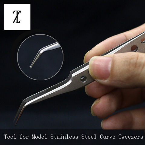 Model Making Tools Gundam Military Model Stainless Steel Antistatic Tweezers Curved Non-slip Tweezer ► Photo 1/5