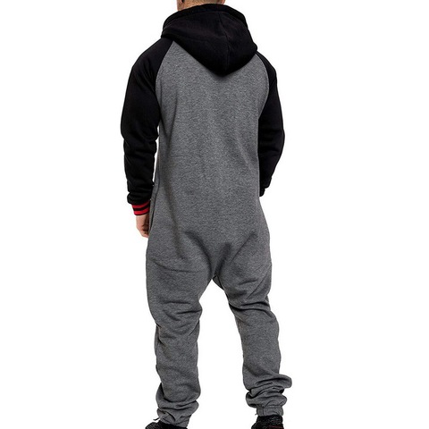 Men Overalls Brand Long Sleeve Sweatshirt One-piece Garment Pajama Casual Tracksuit Jumpsuit Splicing Long Sleeve Male Clothes ► Photo 1/6