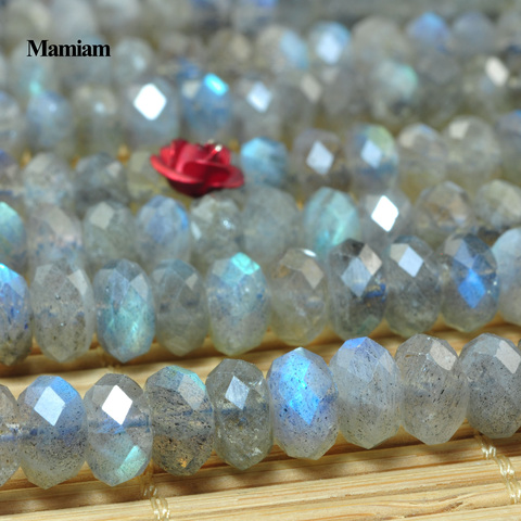 Mamiam Natural AA Blue Flash Labradorite Faceted Rondelle Beads Smooth 4-7mm Stone Diy Bracelet Necklace Jewelry Making Design ► Photo 1/5