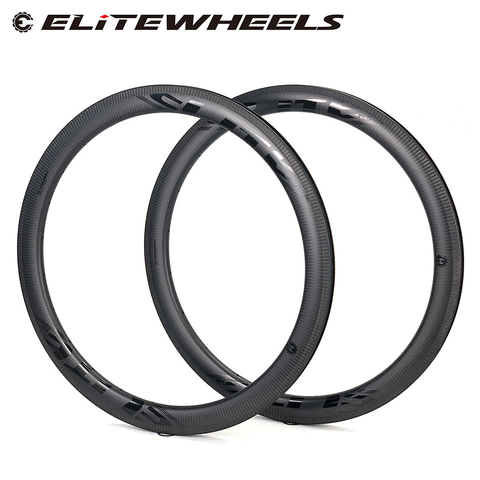 ELITEWHEELS 700c Road Bike Carbon Fiber Rim 50mm 3K Twill Matte  V Brake Clincher Tubular Tubeless 25/27mm Width Bicycle Wheel ► Photo 1/6