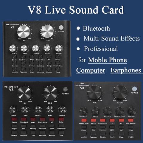 Live Sound Card V8 Audio External USB Headset Microphone Live Broadcast Sound Card for Mobile Phone Computer PC ► Photo 1/6