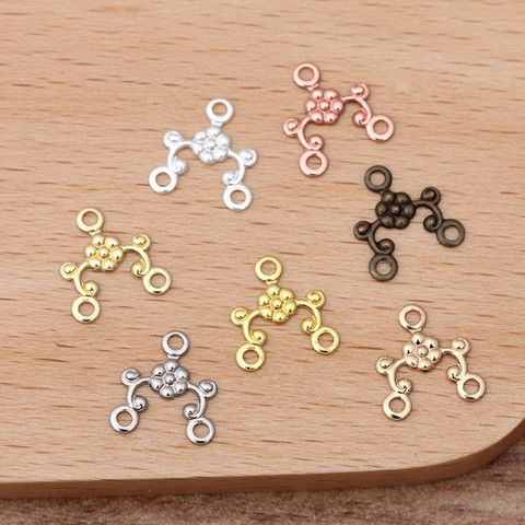 50pcs/lot 10*10mm Brass Flower Connectors DIY Handmade Material For Earrings Necklace Gold Plated Jewelry Making 027 ► Photo 1/5
