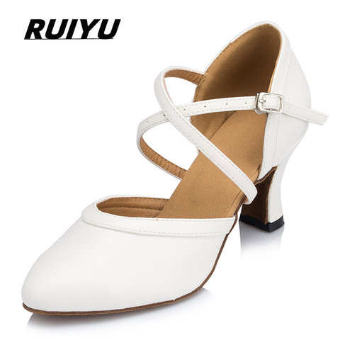 Women's Latin Dance Shoes White Wedding Banquet Ballroom Tango Salsa High-Heeled Professional Sneakers ► Photo 1/6