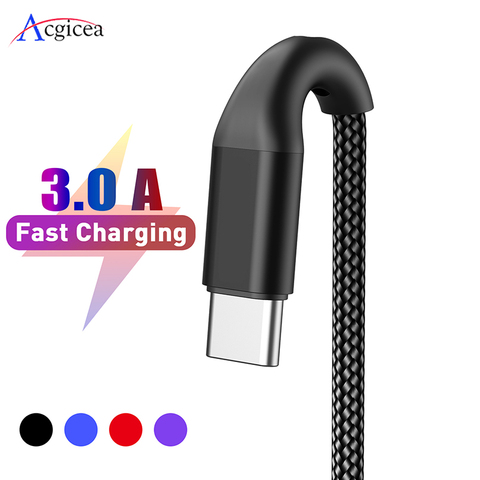 Type C USB Cable Fast Charging for Samsung Galaxy S20 S10 Plus Xiaomi Quick Charge 3.0 Mobile Phone Tablets USB C Charger Cables ► Photo 1/6