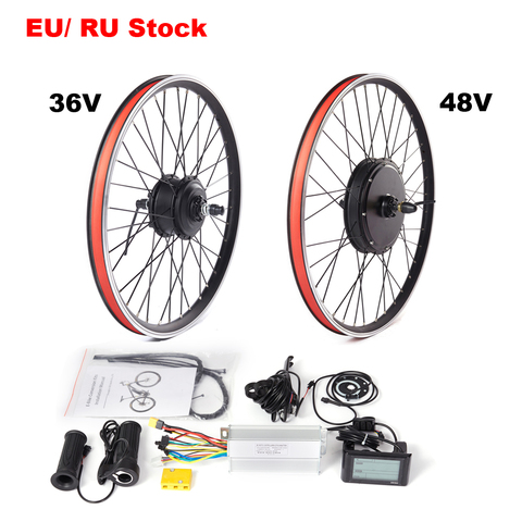 MTB Ebike conversion kit 36V 250W 350W 500W 48V 1000W 1500W brushless hub motor front rear wheel 20-29'' 700C electric bike kit ► Photo 1/6