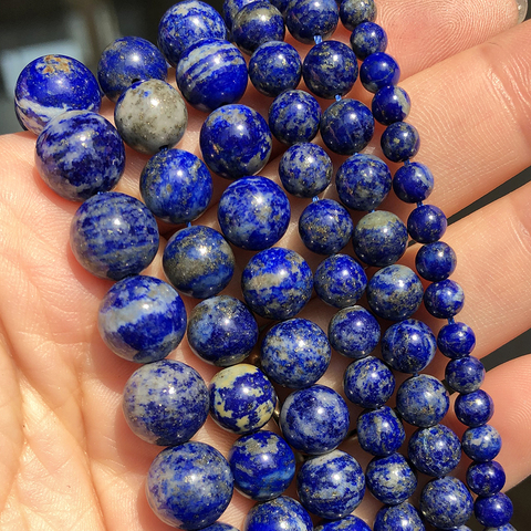 AA Natural Lapis Lazuli Stone Beads for Jewelry Making 4 6 8 10mm Round Loose Beads DIY Bracelet Charms Accessories 15''Inches ► Photo 1/6