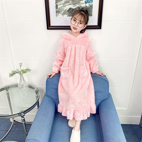 Kids Bathrobe Flannel Child Girls Bath Robe Sleepwear Winter Bathrobes sweet Baby girls Pajamas Children Clothing ► Photo 1/6