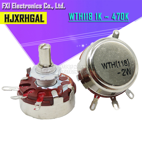 2PCS WTH118 2W 1A Potentiometer 1K 2.2K 4.7K 10K 22K 47K 100K 470K 1M WTH118-2W Round Shaft Carbon Rotary Taper Potentiometer ► Photo 1/3