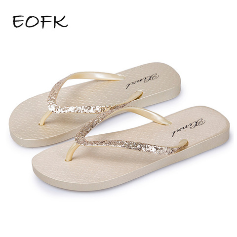 EOFK Women Flip Flops Slippers Summer 2022 Outdoor Fashion Bling Women Shoes Slippers Beach Summer Flip Flops Sandalias EVA TPU ► Photo 1/6