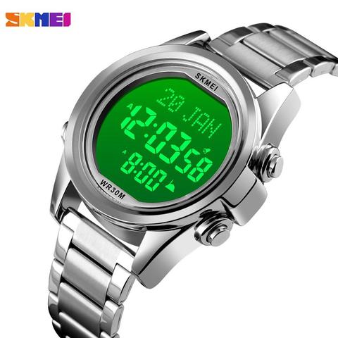 SKMEI Muslim Azan Clock Watch for Prayer with Qibla Compass Adhan Alarm Hijri Calendar Islamic Al Harameen Fajr Time Wristwatch ► Photo 1/6