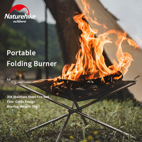 Naturehike Foldable Fire Rack Outdoor Barbecue Stove Stainless Steel Camping Barbecue Wood Fire Stove Bear Weight About 5kg ► Photo 1/6