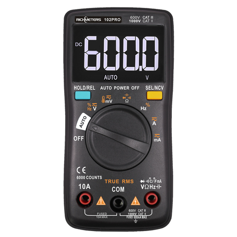 RM101 Digital Multimeter 6000 counts Backlight AC/DC Ammeter Voltmeter Ohm Portable Voltage meter RICHMETERS 098/100/109/111 ► Photo 1/6