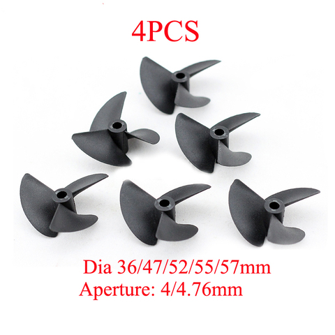 4PCS RC Boat 3-blade Nylon Propeller Diameter 36mm/47mm/52mm/55mm/57mm Marine Paddle with 4mm/4.76mm Shaft Hole Plastic Props ► Photo 1/5