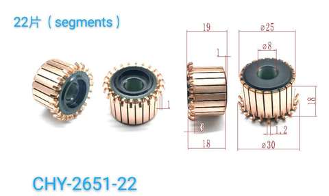 1pc 8mm x 25mm x 19mm 22P Copper Bars Alternator Electric Motor Commutator CHY-2651-22 ► Photo 1/1