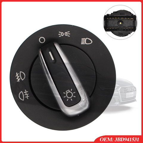 For VW Golf MK4 Passat B5 Jetta 4 Bora Polo9N Chrome Headlight Switch Fog Lights Control Switch Lamp Master Control Switch Panel ► Photo 1/6