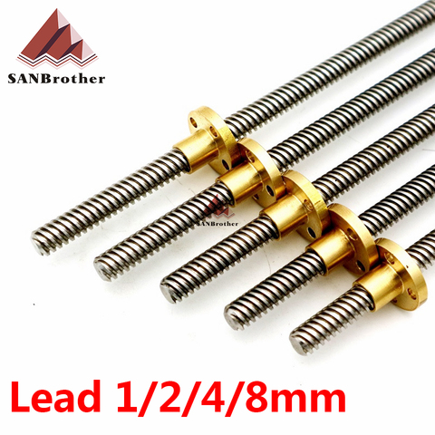 3D Printer THSL-300-8D Trapezoidal Rod T8 Lead Screw Thread 8mm Lead1mm Length100mm200mm300mm400mm500mm600mm with Brass Nut ► Photo 1/2