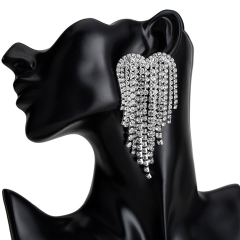 Luxury crystal heart earrings for women trendy fringe fashion dangle Earrings statement love drop earings party  jewelry ► Photo 1/6